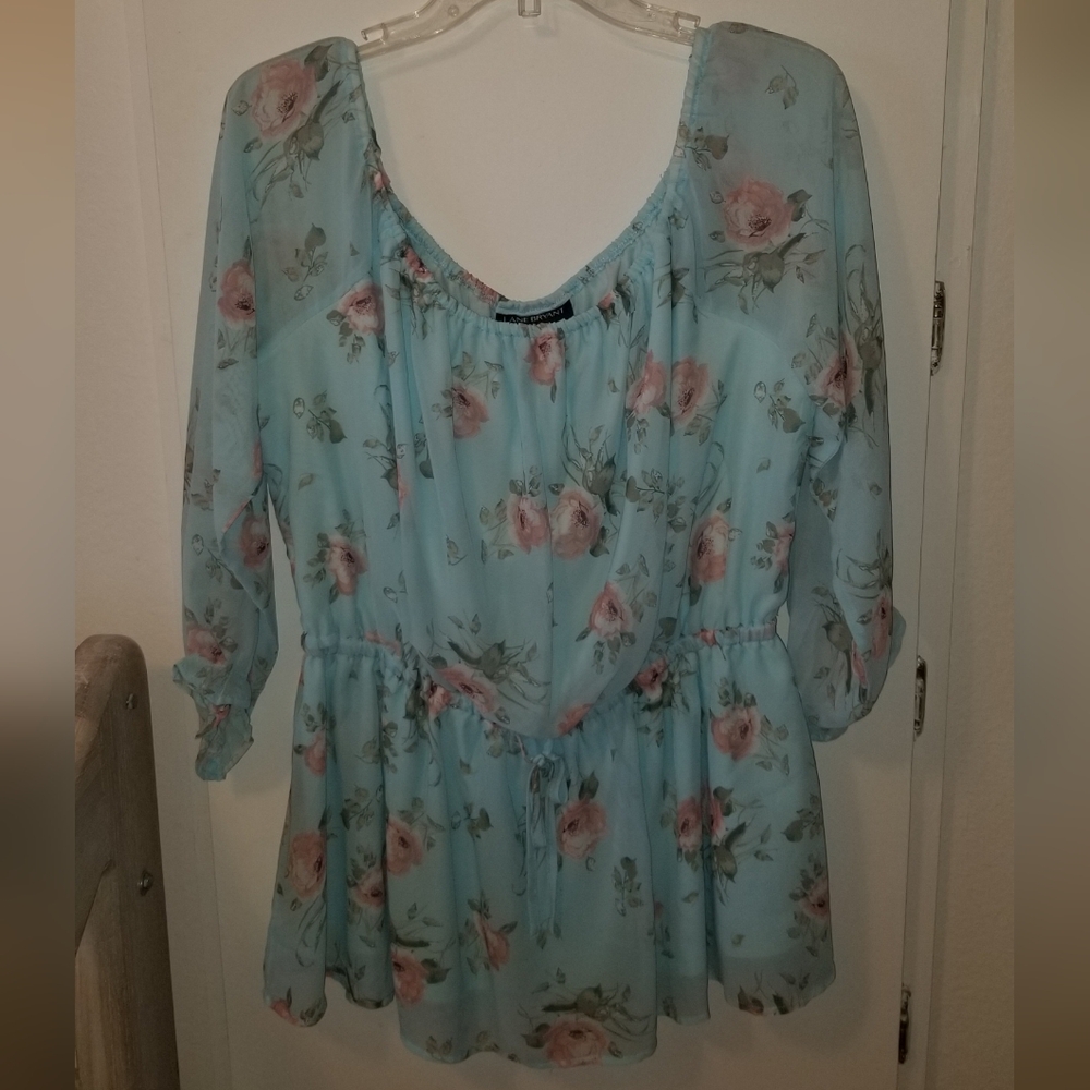 Lane Bryant Blue Floral Top